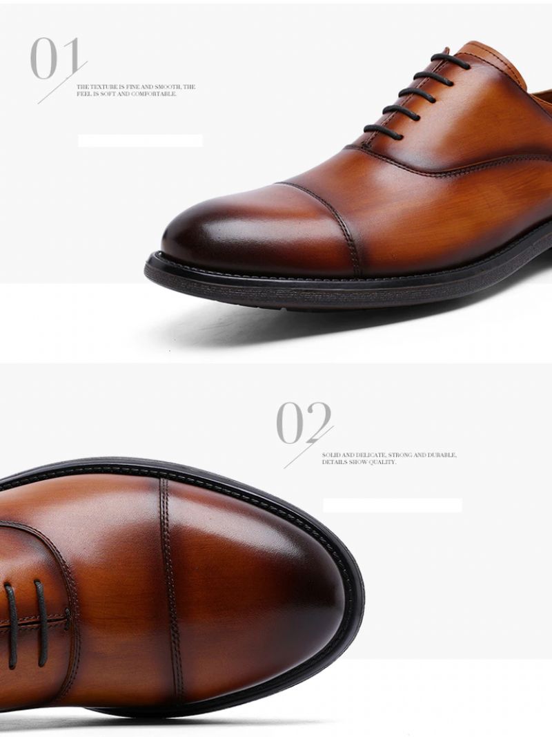 Milan Męskie Skórzane Buty Oxford - Czarny