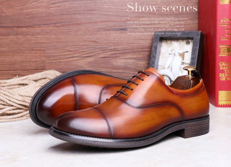 Milan Męskie Skórzane Buty Oxford - Czarny