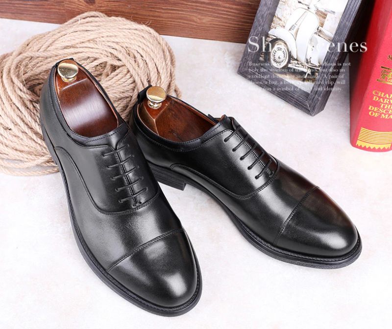 Milan Męskie Skórzane Buty Oxford - Czarny