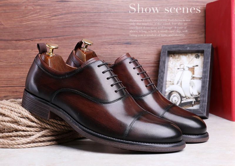 Milan Męskie Skórzane Buty Oxford - Czarny