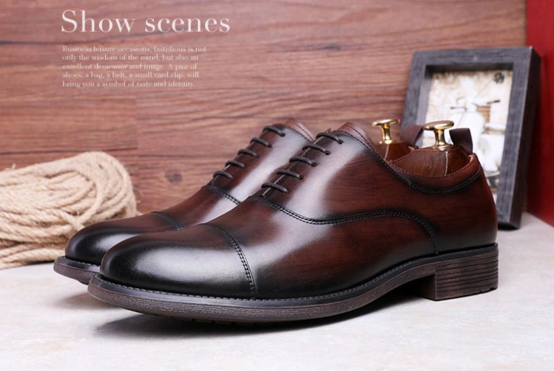 Milan Męskie Skórzane Buty Oxford - Czarny