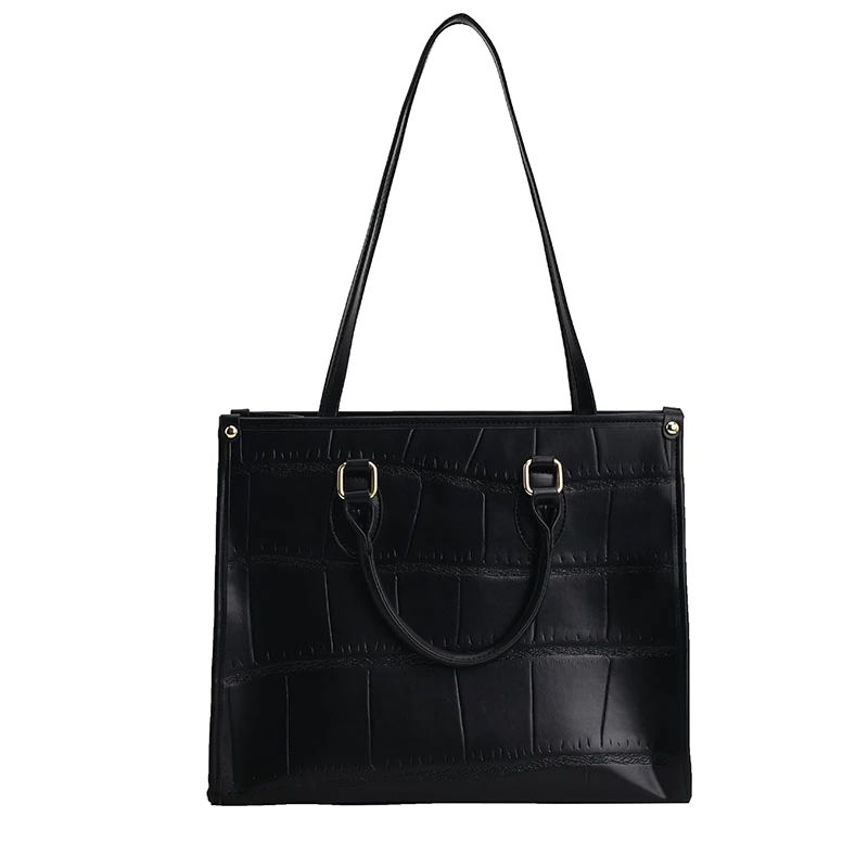 Milano Damska Duża Skórzana Torebka Typu Crossbody - Czarny