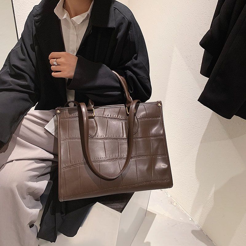 Milano Damska Duża Skórzana Torebka Typu Crossbody - Czarny