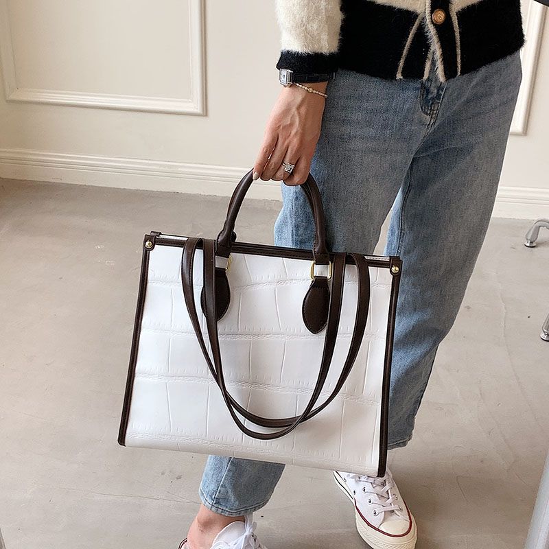 Milano Damska Duża Skórzana Torebka Typu Crossbody - Czarny