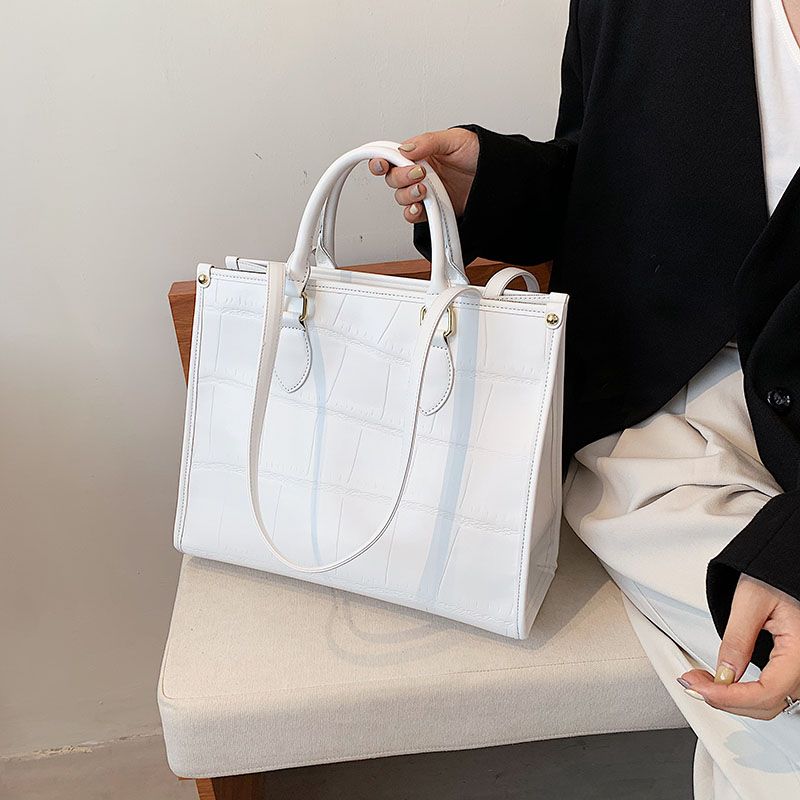 Milano Damska Duża Skórzana Torebka Typu Crossbody - Czarny