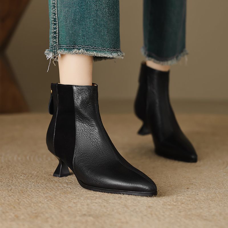 Milei Damskie Buty Typu Classics Leather Ankle Boots - Czarny