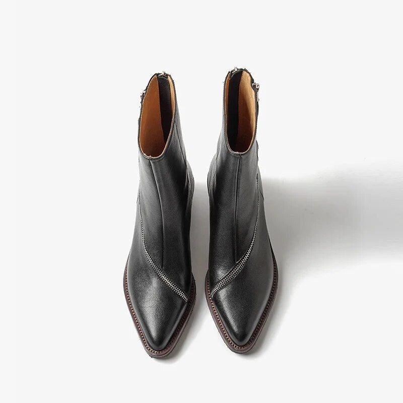 Minerva Damskie Buty Skórzane Kowbojskie - Brązowy