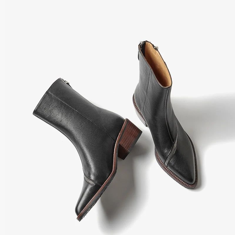 Minerva Damskie Buty Skórzane Kowbojskie - Brązowy