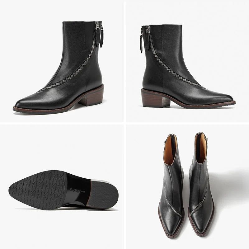Minerva Damskie Buty Skórzane Kowbojskie - Brązowy