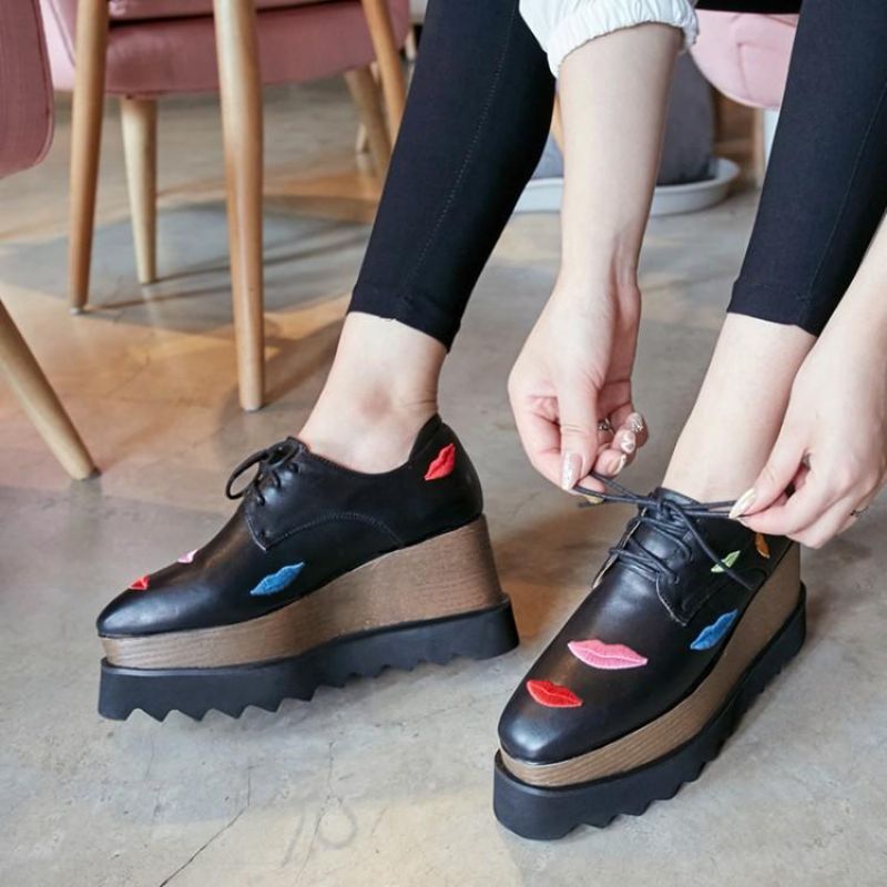 Miquel Damskie Platformy Czarne Buty - Czarny