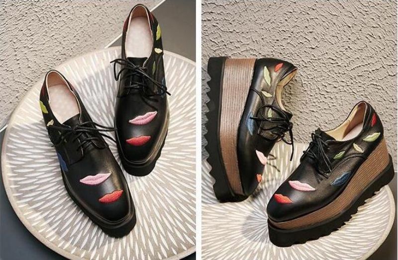Miquel Damskie Skórzane Buty Na Platformie - Różowy