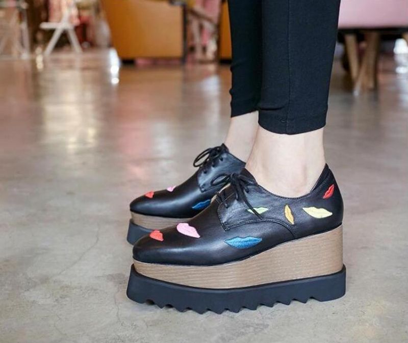 Miquel Damskie Skórzane Buty Na Platformie - Różowy