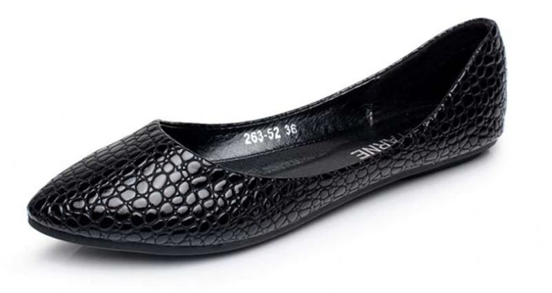 Modesta Damskie Płaskie Codzienne Skórzane Buty - Czarny