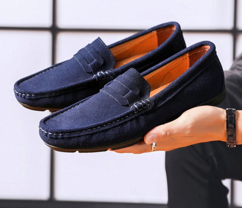 Modne Buty Mokasyny Męskie Aldrete - Granatowy