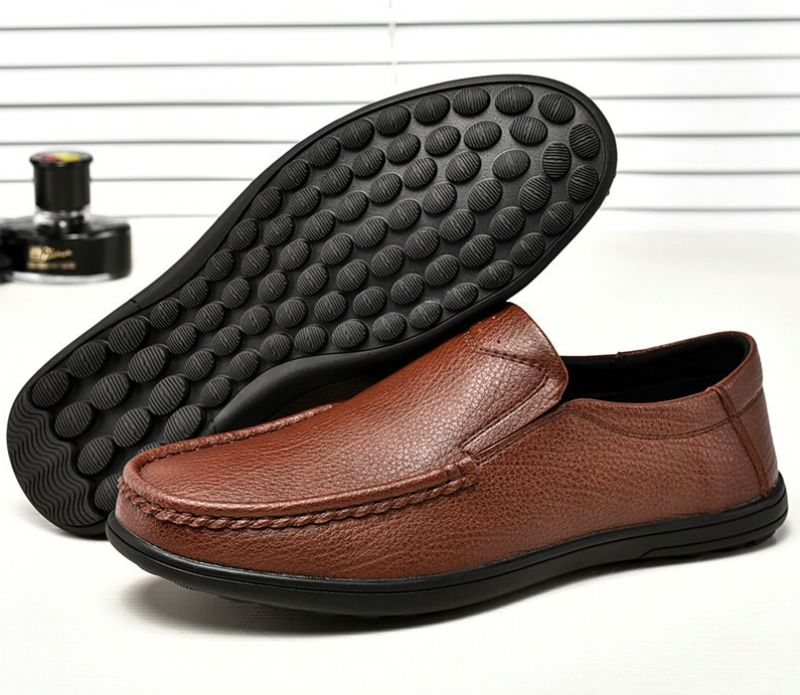 Modne Buty Mokasyny Męskie Prete - Brązowy