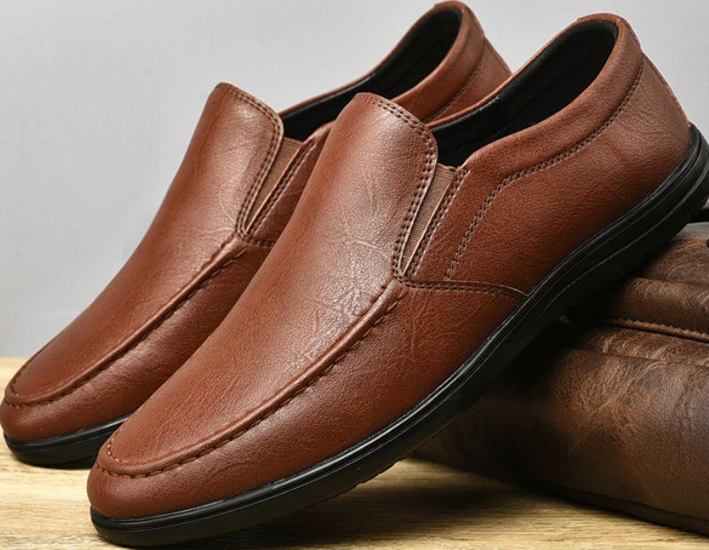 Modne Buty Mokasyny Męskie Prete - Brązowy