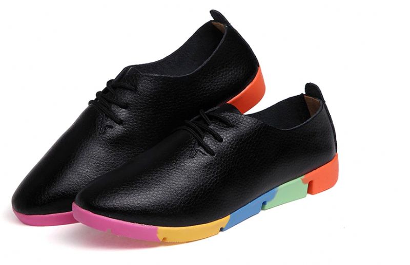 Morelti Damskie Sznurowane Płaskie Buty Typu Loafer - Czarny