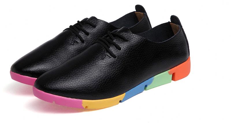 Morelti Damskie Sznurowane Płaskie Buty Typu Loafer - Czarny