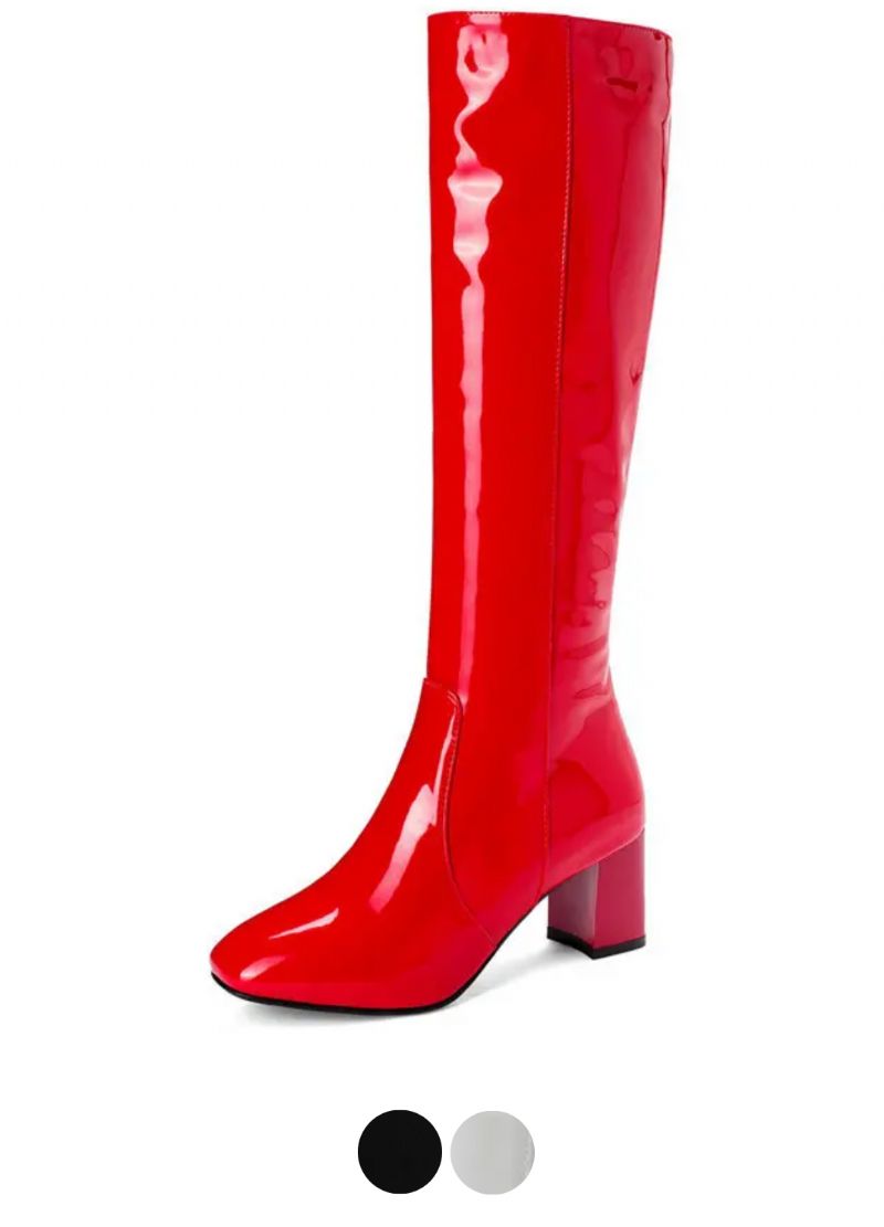 Nadia Damskie Lakierowane Buty Do Kolan