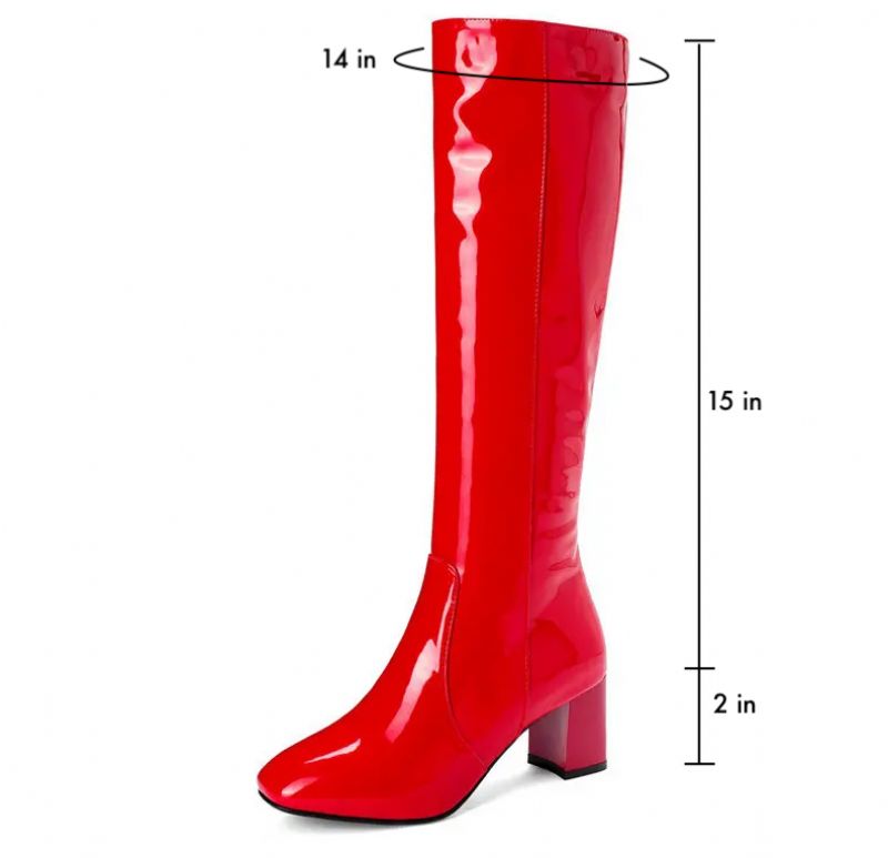 Nadia Damskie Lakierowane Buty Do Kolan - Czerwony