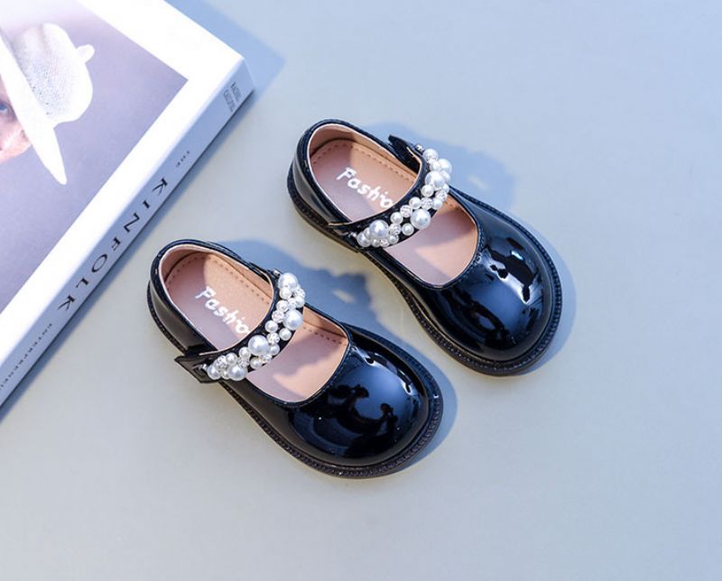 Nany Dziecięce Płaskie Buty Dla Dziewczynek - Czarny