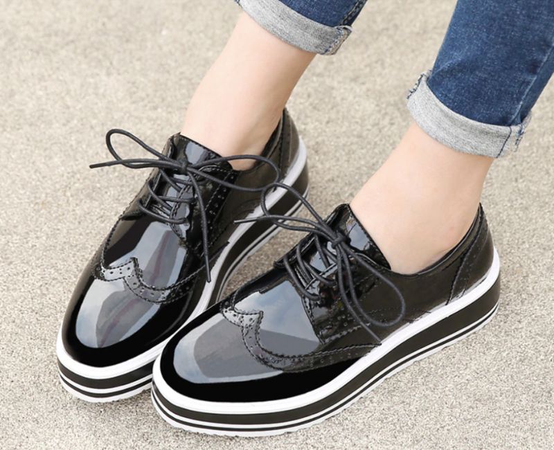 Nastia Damskie Buty Typu Oxford - Olej