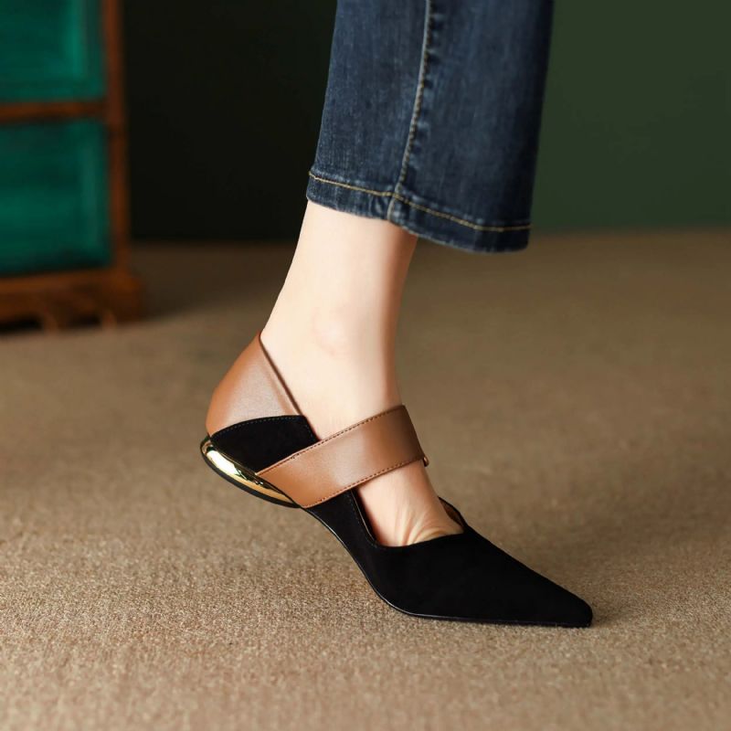 Naybi Damskie Buty Typu Spiczasty Nosek - Czarny zamsz