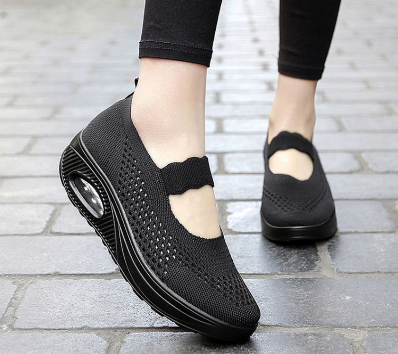 Ninoska Damskie Buty Platformowe Wsuwane Czarne - Czarny