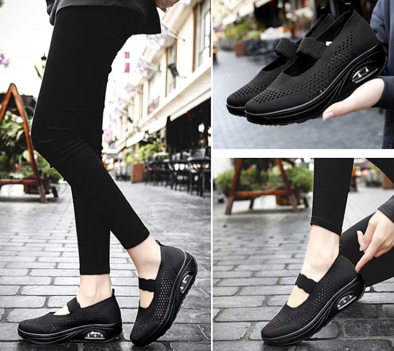 Ninoska Damskie Buty Platformowe Wsuwane Czarne - Czarny