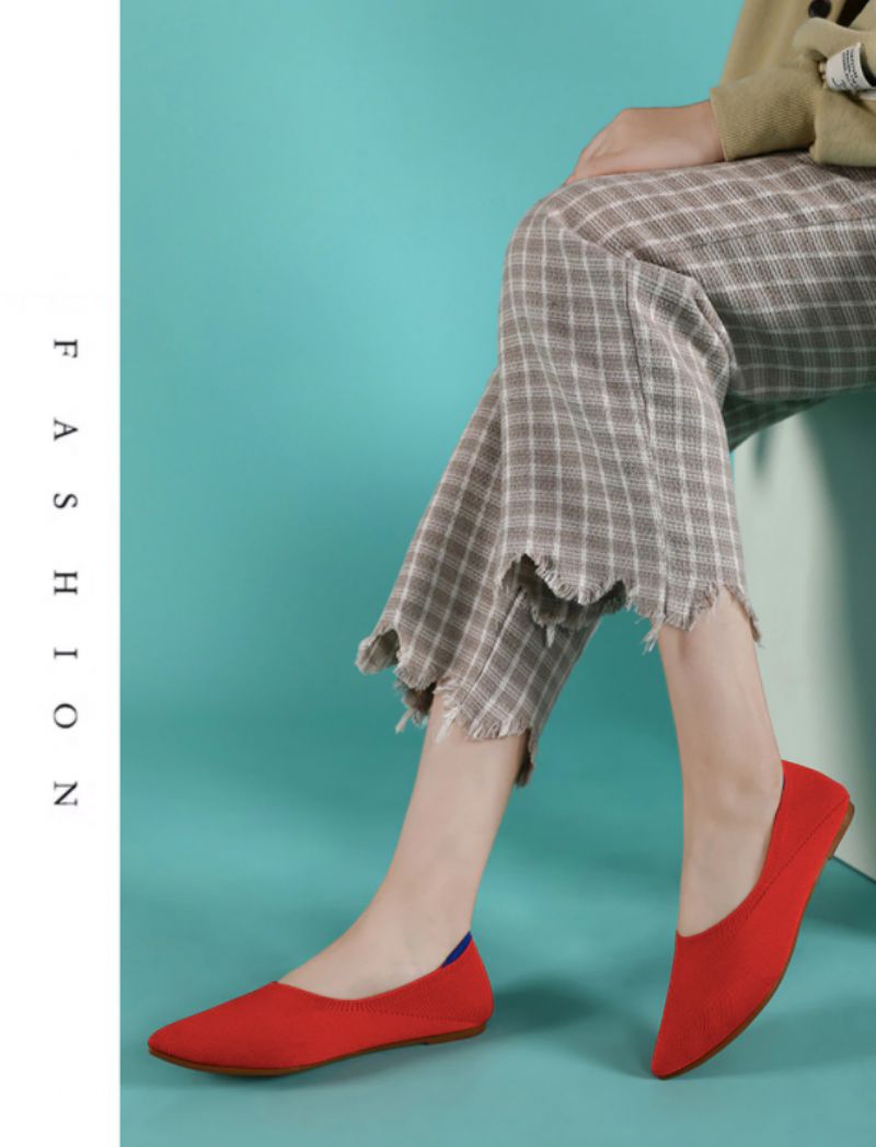 Ninsar Damskie Płaskie Buty - Czerwony wino