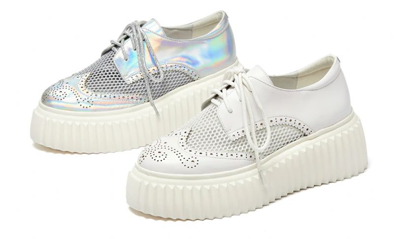 Nix Damskie Buty Typu Oxford Na Platformie - Srebrny