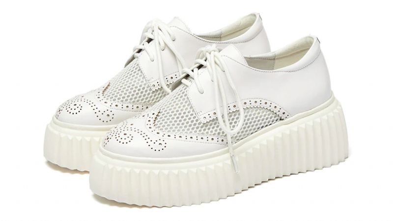 Nix Damskie Buty Typu Oxford Na Platformie - Srebrny