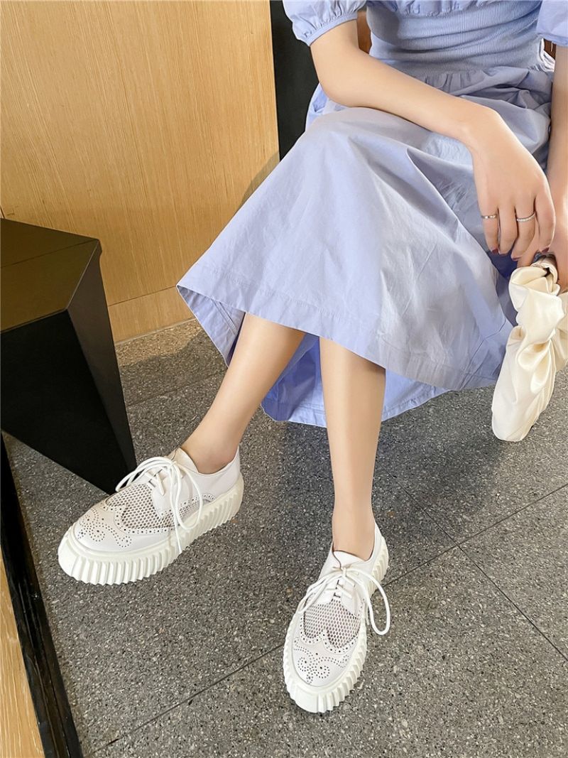 Nix Damskie Buty Typu Oxford Na Platformie - Srebrny