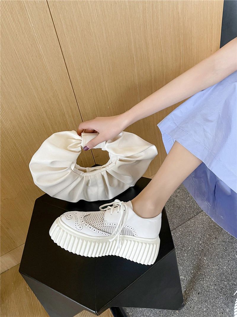 Nix Damskie Buty Typu Oxford Na Platformie - Srebrny
