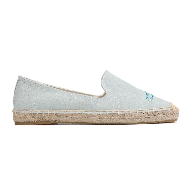 Olga Damskie Embroidery Espadrilles - Niebieski