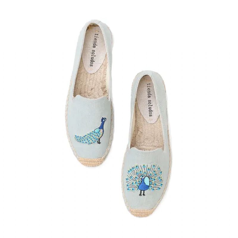 Olga Damskie Embroidery Espadrilles - Niebieski