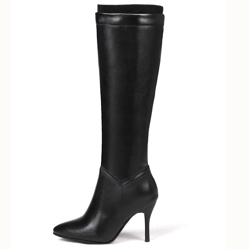 Oliver Damskie Buty Na Obcasie Do Kolana - Czarny