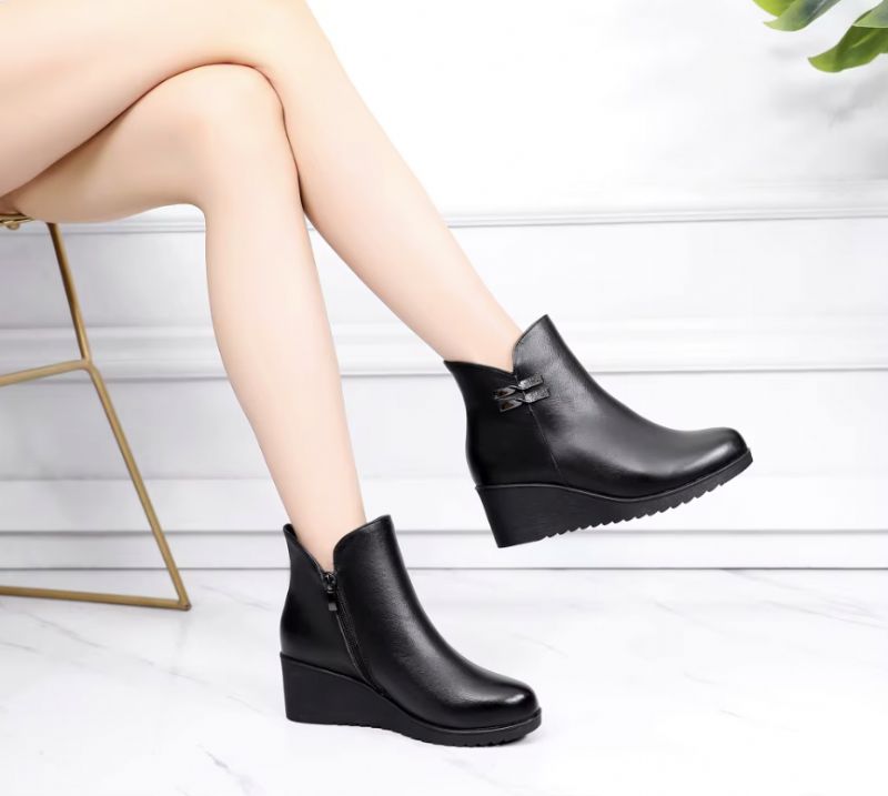 Oliver Damskie Buty Typu Wedges Platform Ankle - Czarny Zamsz