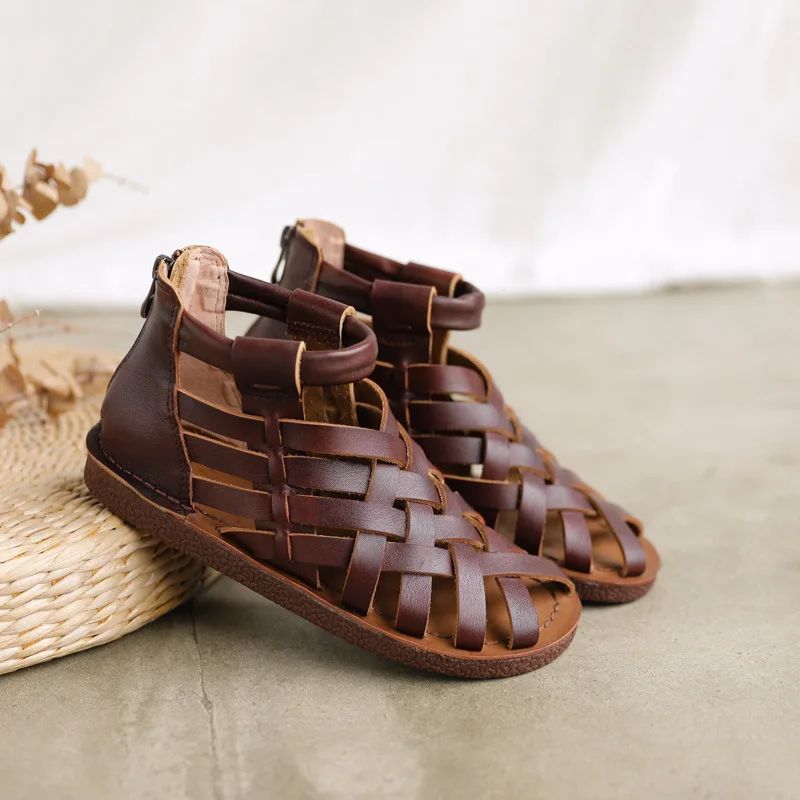 Olivia Damskie Sandały Skórzane Casual - Kawowy