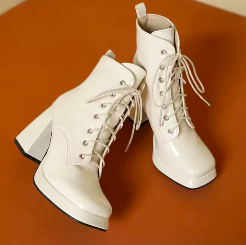 Ophelia Damskie Buty Typu High Heel Lace Up Dress Boots - Czarny