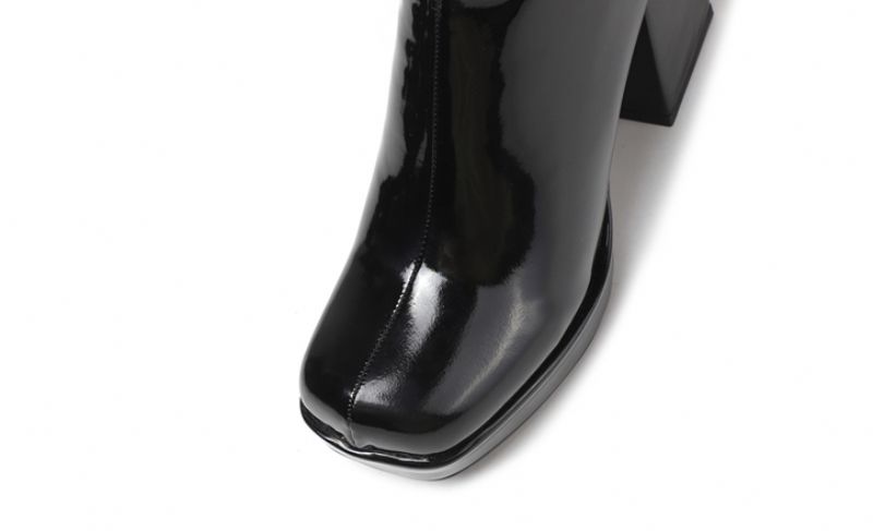 Oriana Damskie Długie Buty Jesienne - Czarna skóra