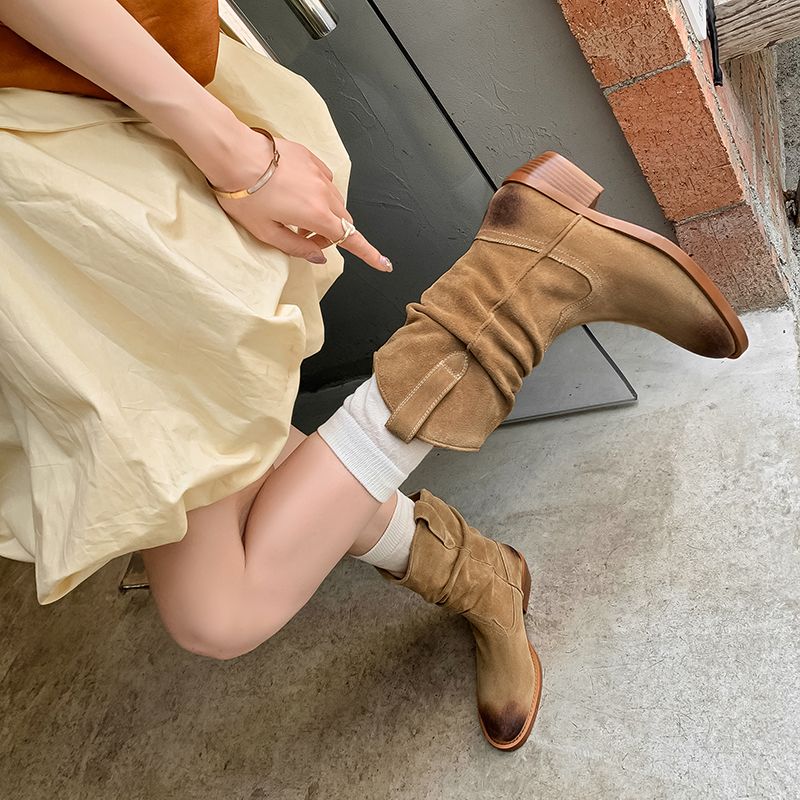 Oriana Damskie Kowbojskie Buty W Stylu Western - Brązowy