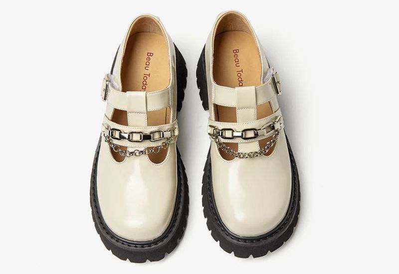 Oz Damskie Skórzane Buty Na Platformie - Czarny