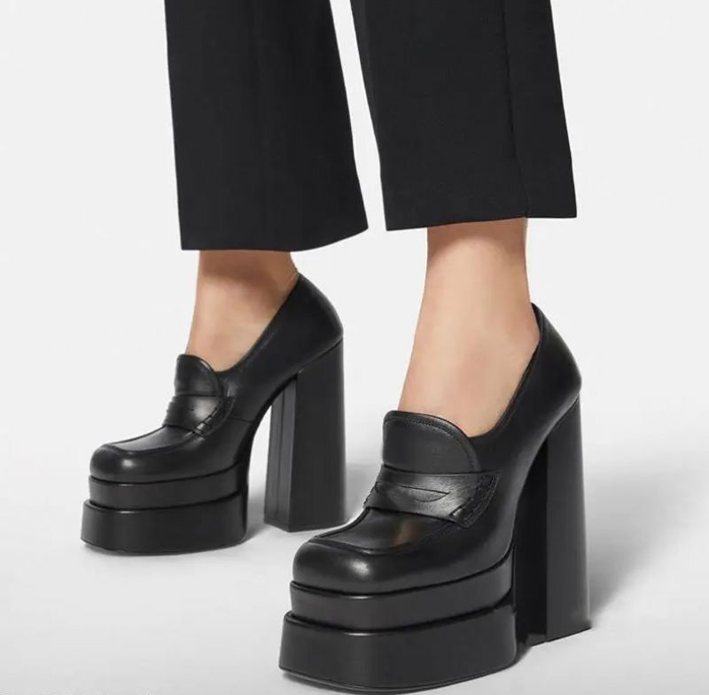 Pandora Damskie Buty Na Platformie Obcasy - Czarny