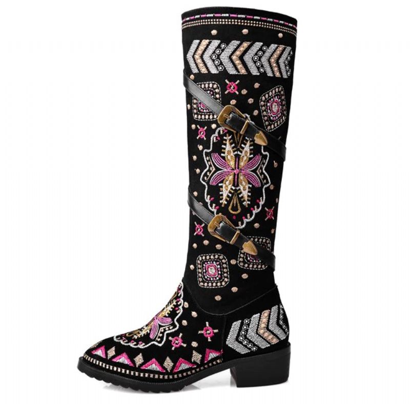 Panema Damskie Buty Zimowe W Stylu Western - Czarny Bez Futra