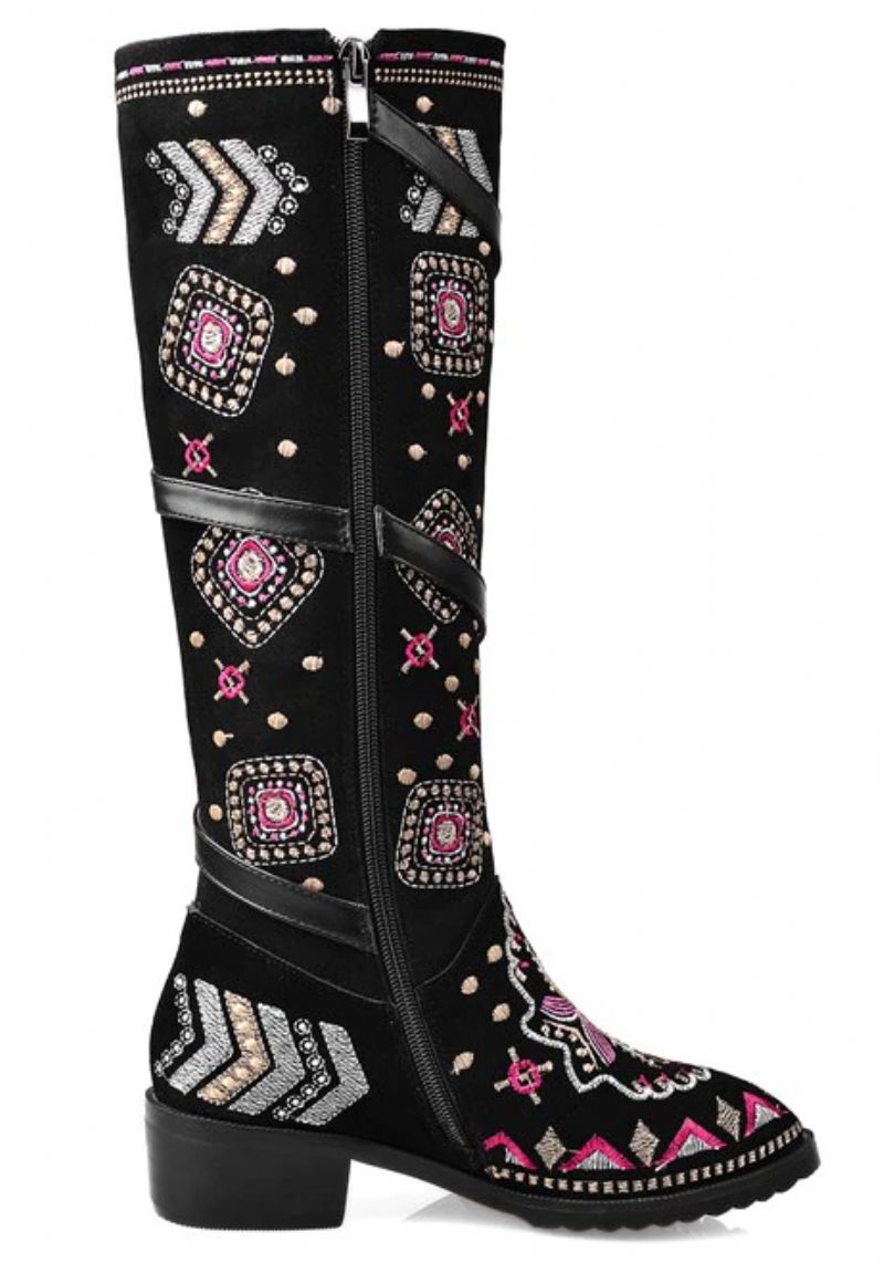 Panema Damskie Buty Zimowe W Stylu Western - Czarny Bez Futra