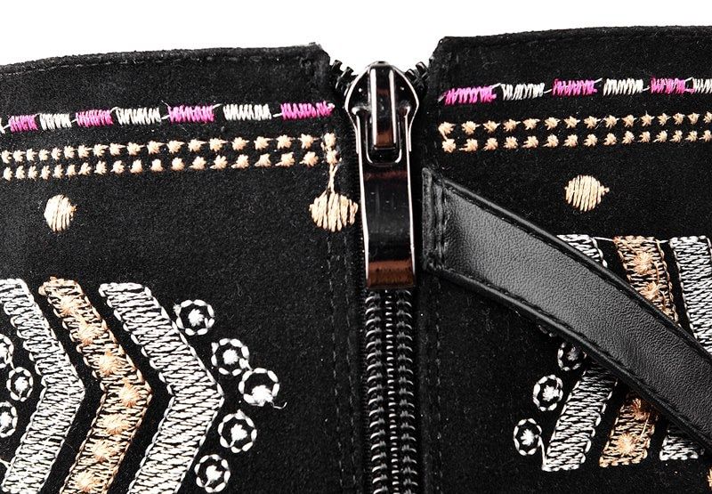 Panema Damskie Buty Zimowe W Stylu Western - Czarny Bez Futra