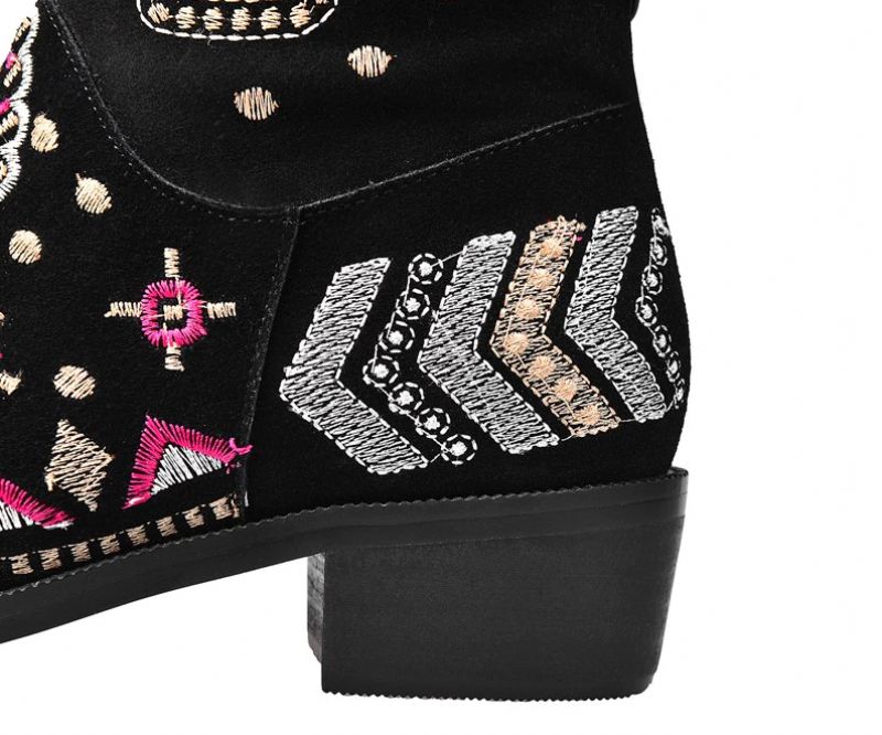 Panema Damskie Buty Zimowe W Stylu Western - Czarny Bez Futra