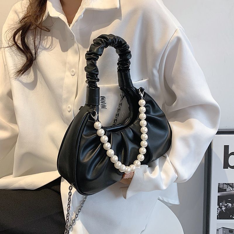 Perla Damska Mała Luksusowa Torebka Typu Crossbody - Czarny
