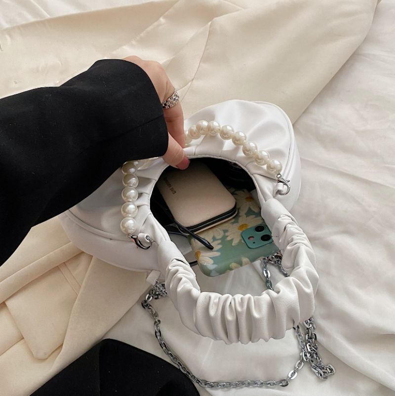 Perla Damska Mała Luksusowa Torebka Typu Crossbody - Czarny